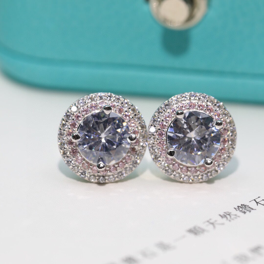 Tiffany pink and white two-tone diamond stud earrings: Tiffany Pink and White Diamond Earrings Tiffany EarringsWonderful gift for you or your loved one.We offer consoilidated shipment for all goods to our domestic and international customers at affordable