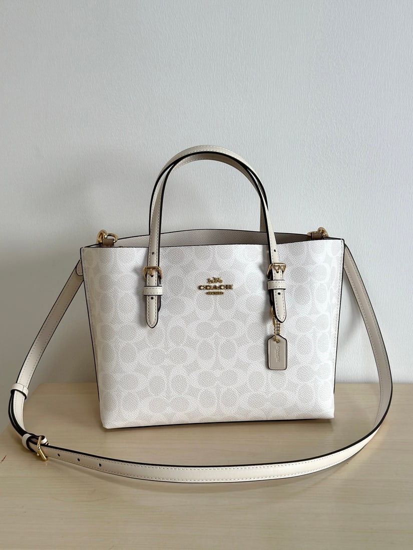 coach Mollie: The Coach Mollie 25 series tote crossbody bag is made of PVC monogram canvas and top-grain cowhide leather, making it sturdy, durable, and scratch-resistant. It's small and cute, with just the right a