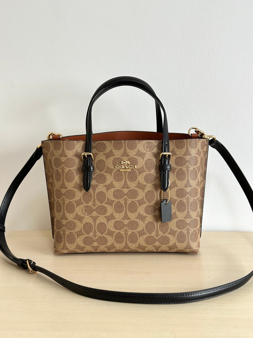 coach Mollie: The Coach Mollie 25 series tote crossbody bag is made of PVC monogram canvas and top-grain cowhide leather, making it sturdy, durable, and scratch-resistant. It's small and cute, with just the right a