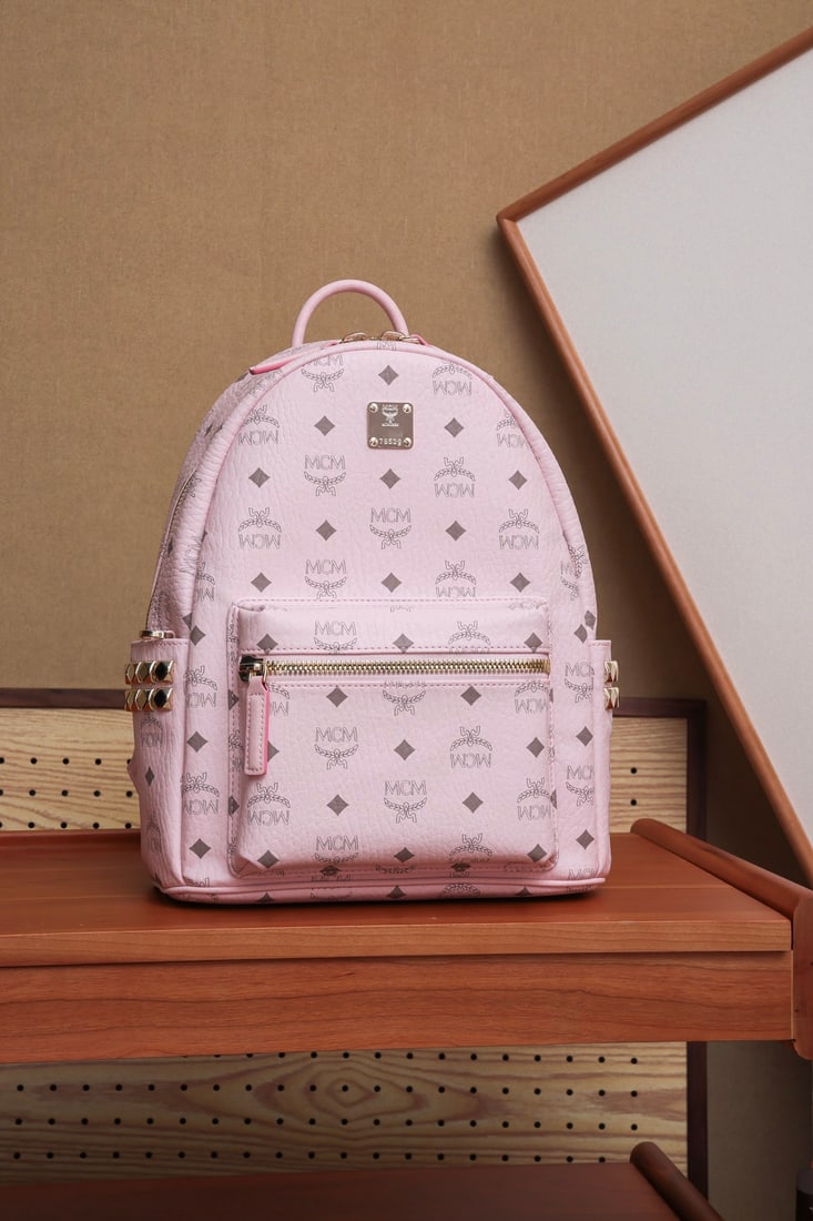MCM Strak Visetos New Pink Small Backpack (1 of 9)