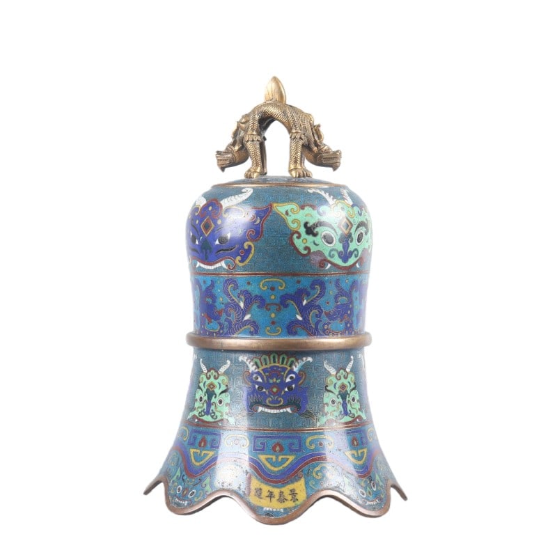 Ming Jingtai Cloisonn?? Dragon-Handle Bell (1 of 8)