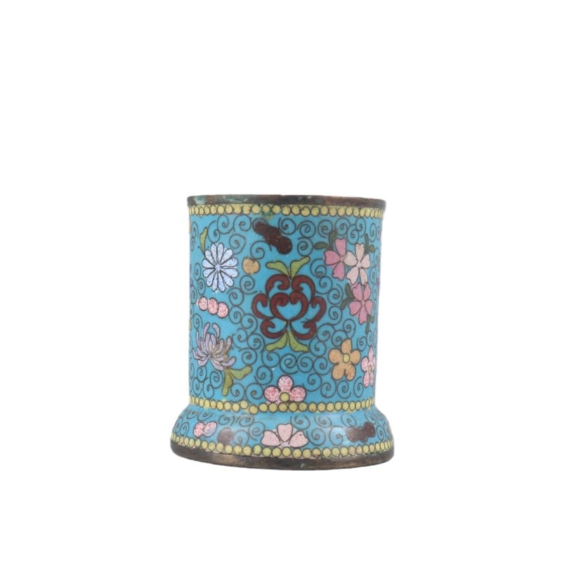 Cloisonn?? Brush Pot: H 8cm Diameter 6.5cm