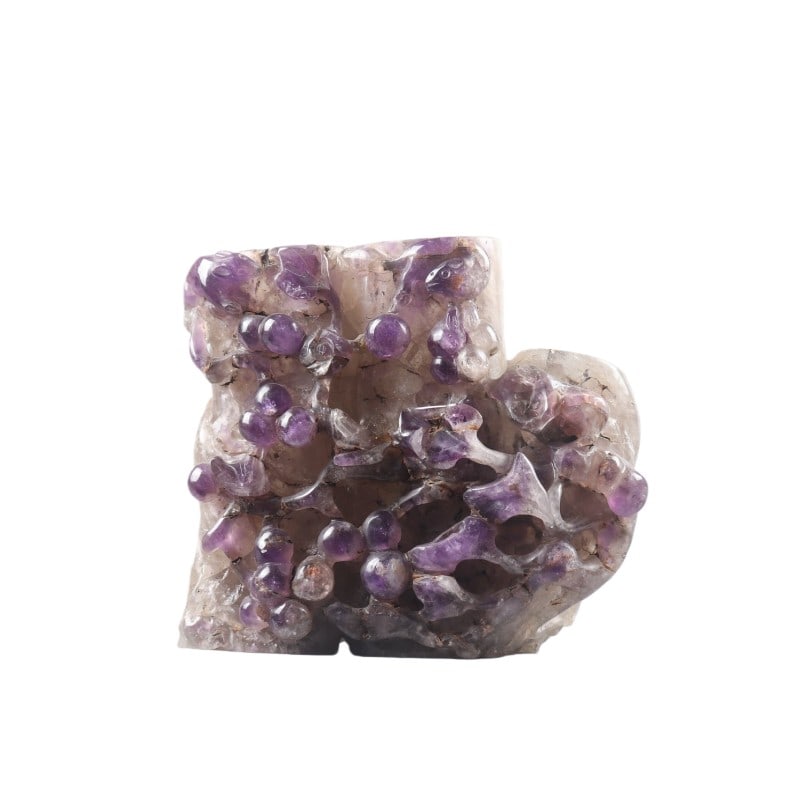 Crystal Carved Flower Holder: H 14.5cm W 16cm