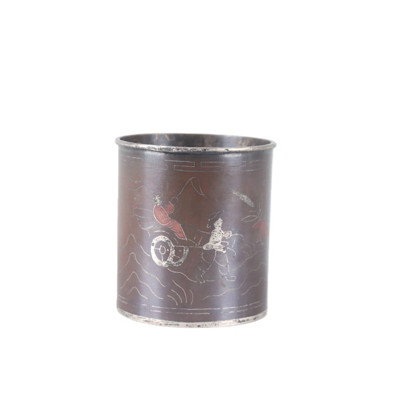 Bronze Silver-inlaid Brush Pot (1 of 7)