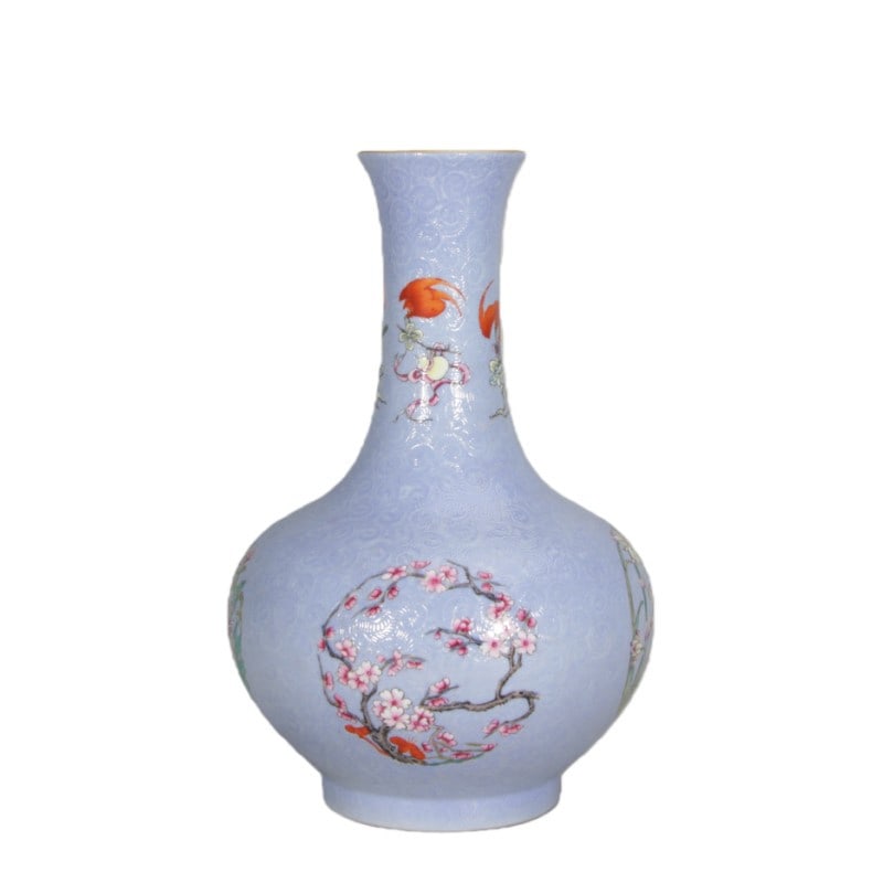 Qianlong Period Falangcai Famille Rose Tianqiuping Vase (1 of 5)
