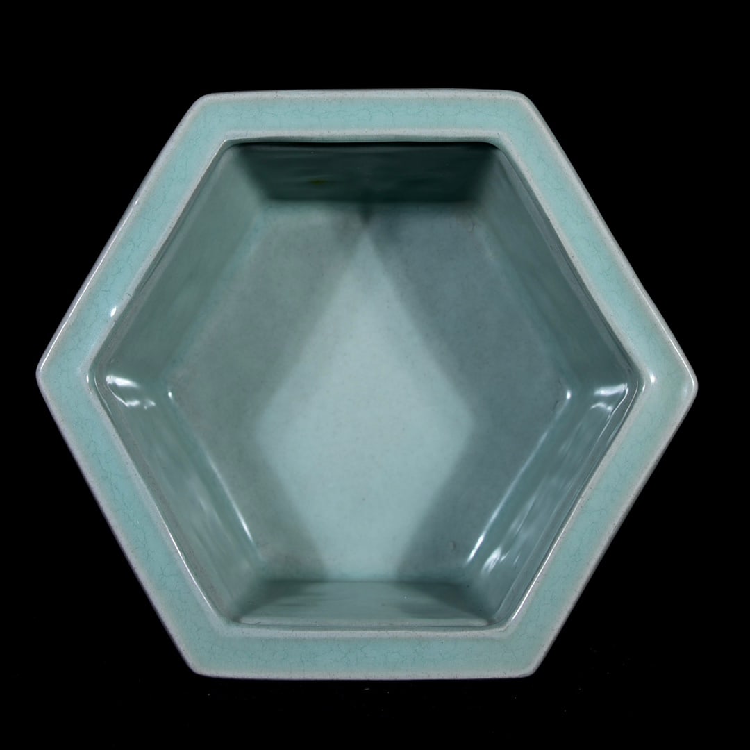 Longquan ware hexagonal brush washer - 4