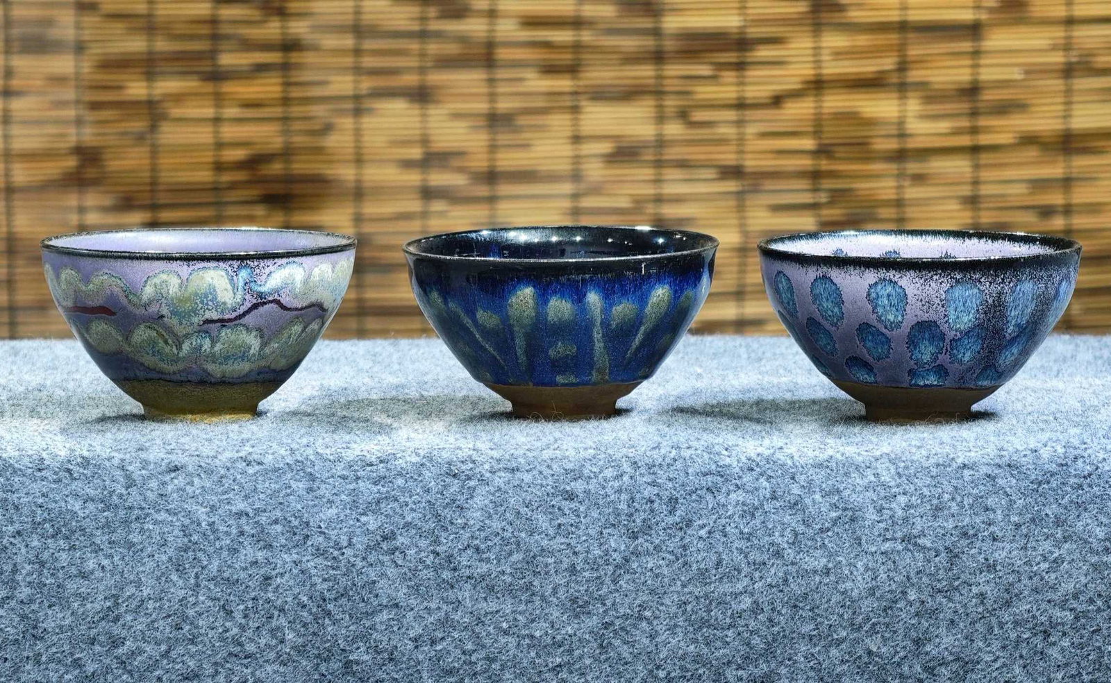 Three Jian ware tea bowls from an old collection, bearing the inscription "[for imperial use]". (1 of 11)