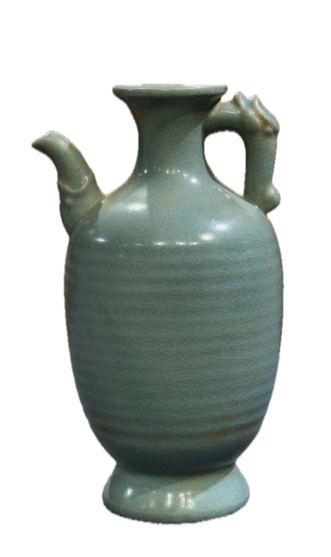 Formerly in the collection of a Northern Song Dynasty Ru ware celadon ewer with sky-blue glaze and (1 of 9)