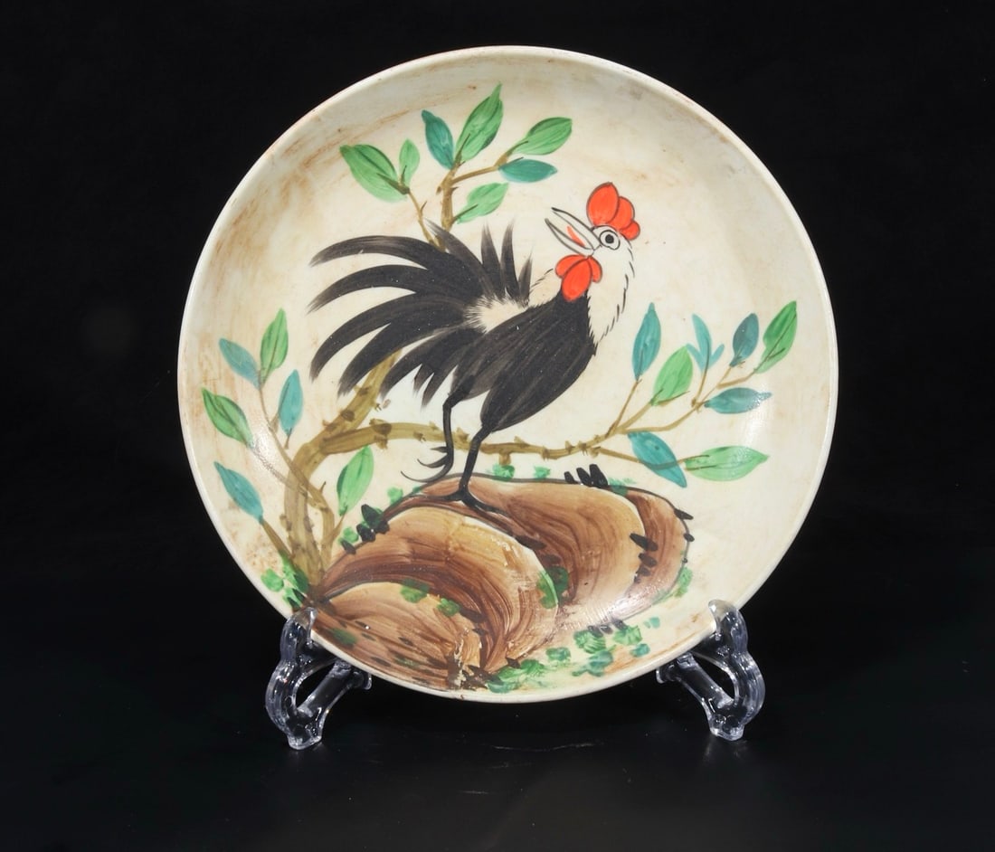 Qing dynasty overglaze painted auspicious plate from the collection: A Qing dynasty overglaze painted auspicious plate, 24 cm in diameter. Provenance:Private collection from a professor in Heidelberg University. We warmly invite collectors, colleagues, and friends to j