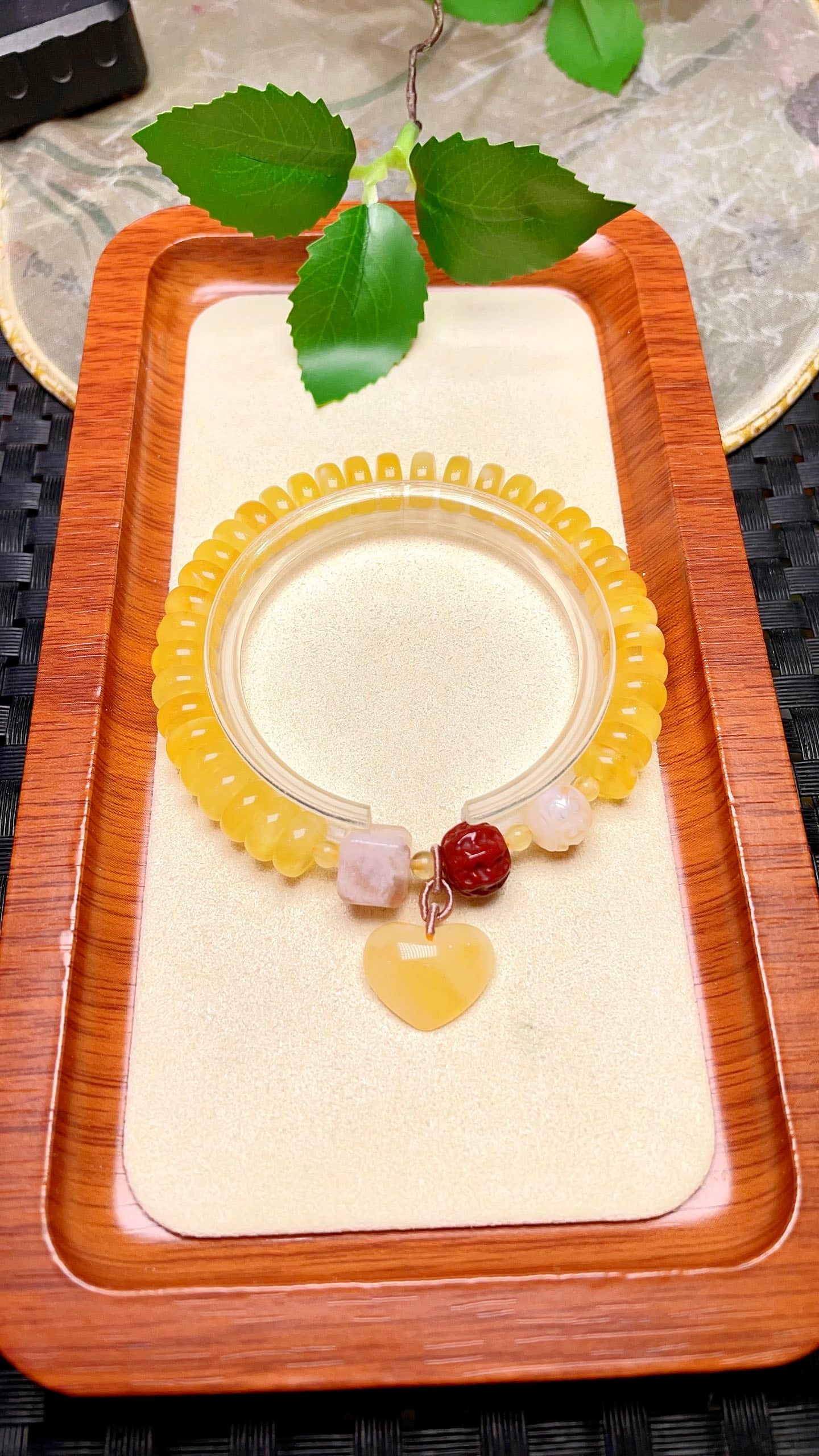 Original handmade custom natural amber beaded bracelet (1 of 6)