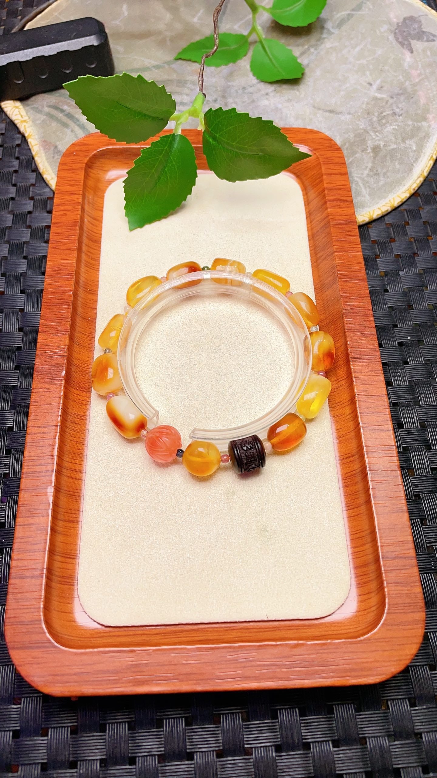 Original handmade custom natural amber freeform bracelet (1 of 6)