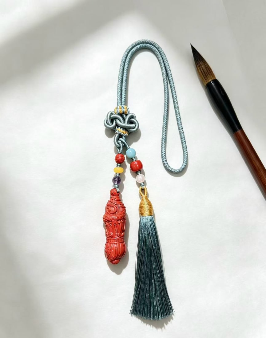 Red Sand Wenchang Pen Car Hanger: Xiaobaijia Cinnabar, bringing good wishes home (new style) Red Cinnabar Wenchang Brush Car Pen Size: 48X14.2mm Provenance:Private collection from a professor in University of Oxford. We warmly invite 