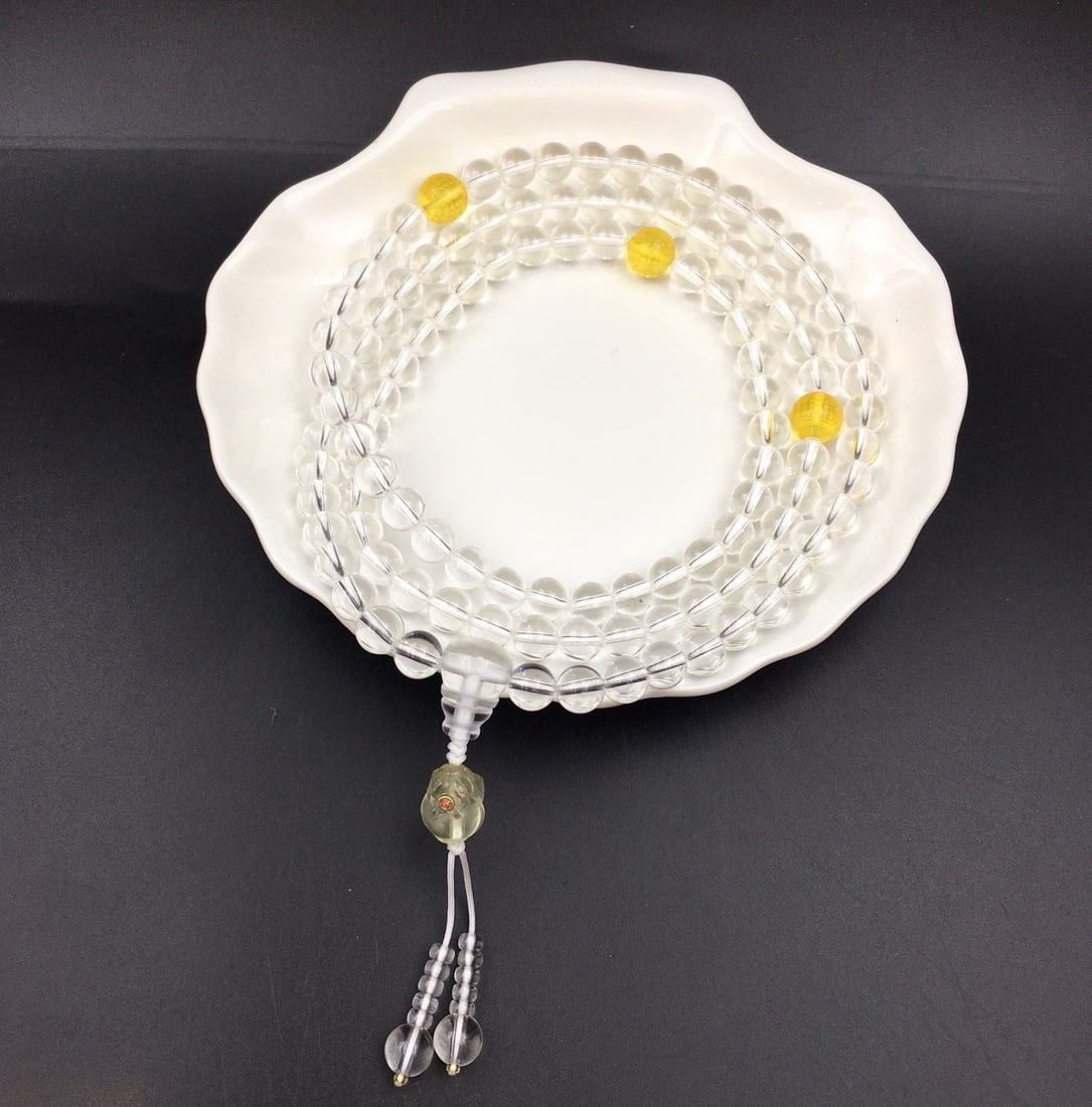 White crystal Buddhist prayer beads (1 of 6)