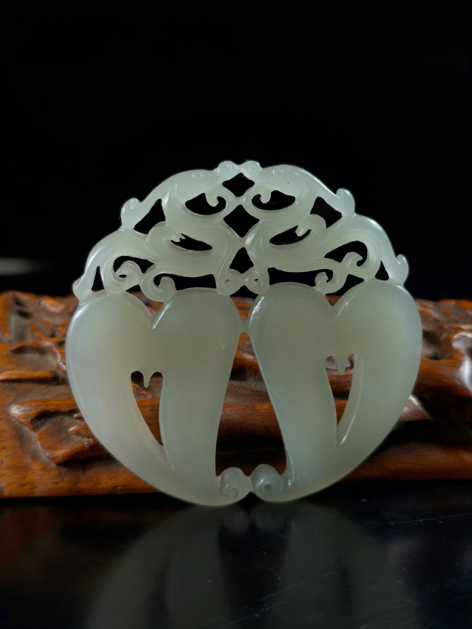 Hetian Jade Double Dragon Ruyi Pendant (1 of 8)