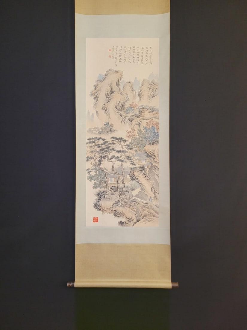 Chen Shaomei, landscape hanging scroll on paper: Chen Shaomei, landscape painting on paper, hanging scroll, size 46.5 x 120 cm. Provenance:from a private collector in Ankara, Turkey. We warmly invite collectors, colleagues, and friends to join us fo