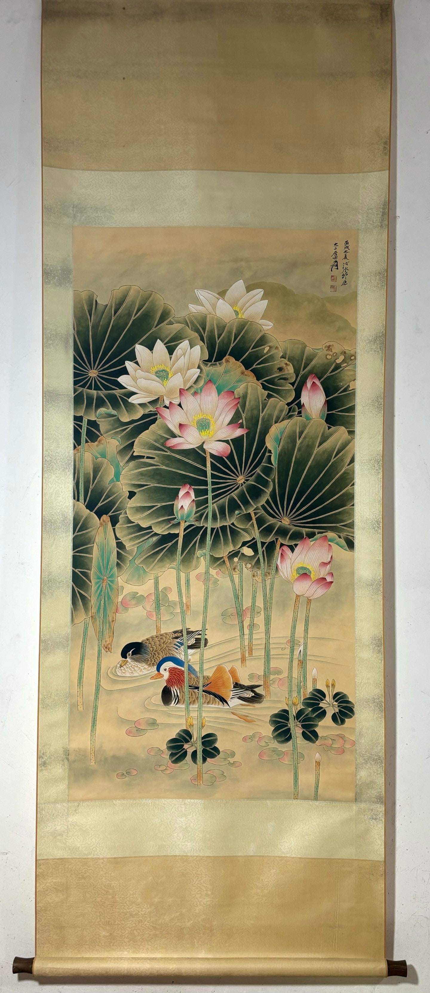 Zhang Daqian's Lotus and Mandarin Ducks Hanging Scroll (1 of 9)