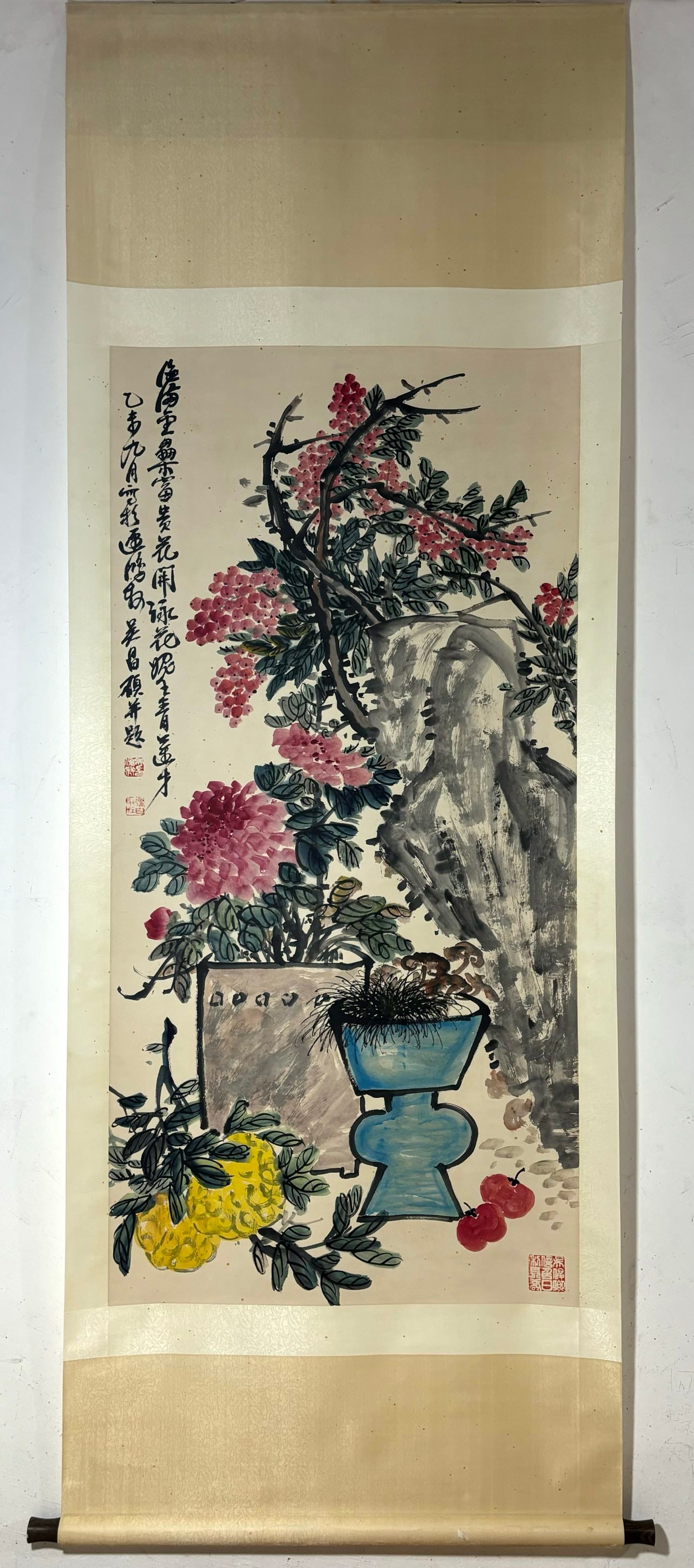 Wu Changshuo's Flower Painting Hanging Scroll (1 of 9)