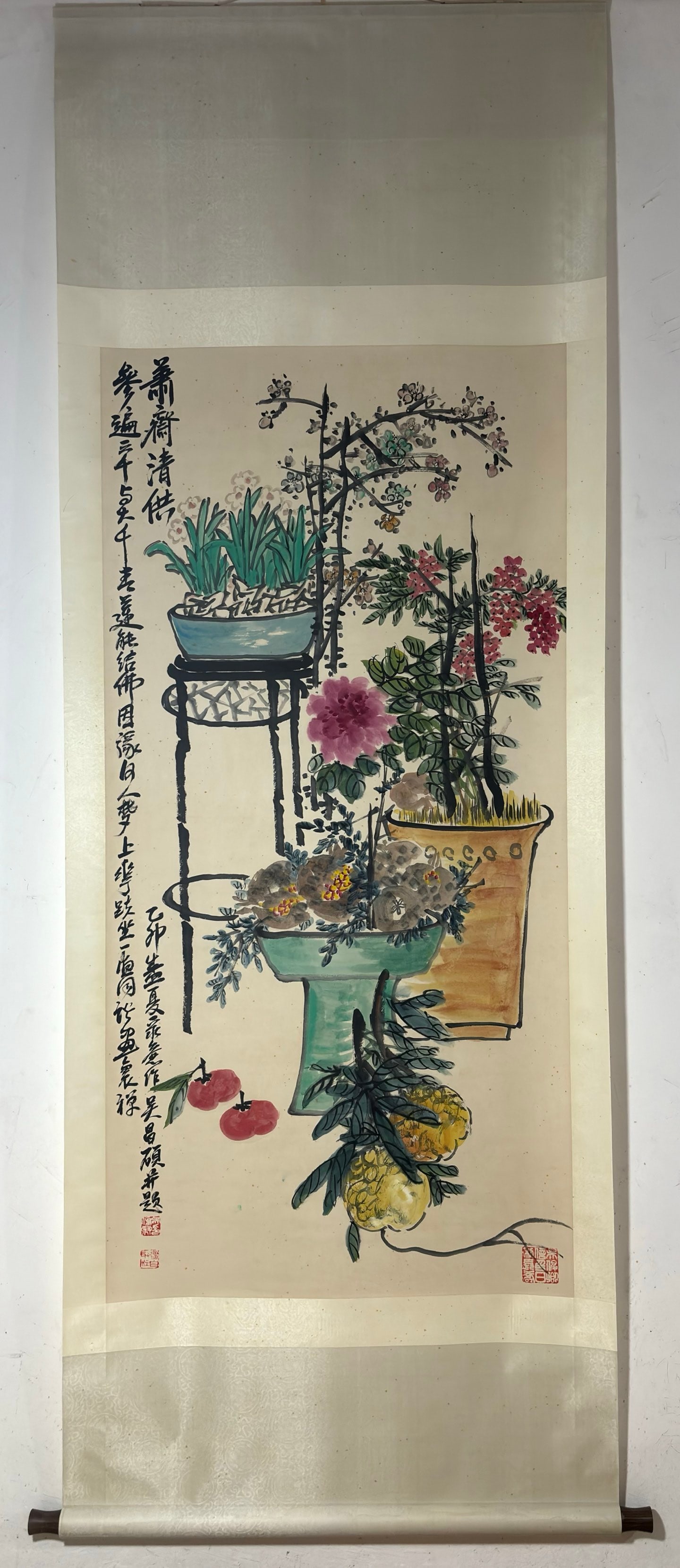 Wu Changshuo's Flower Painting Hanging Scroll (1 of 9)
