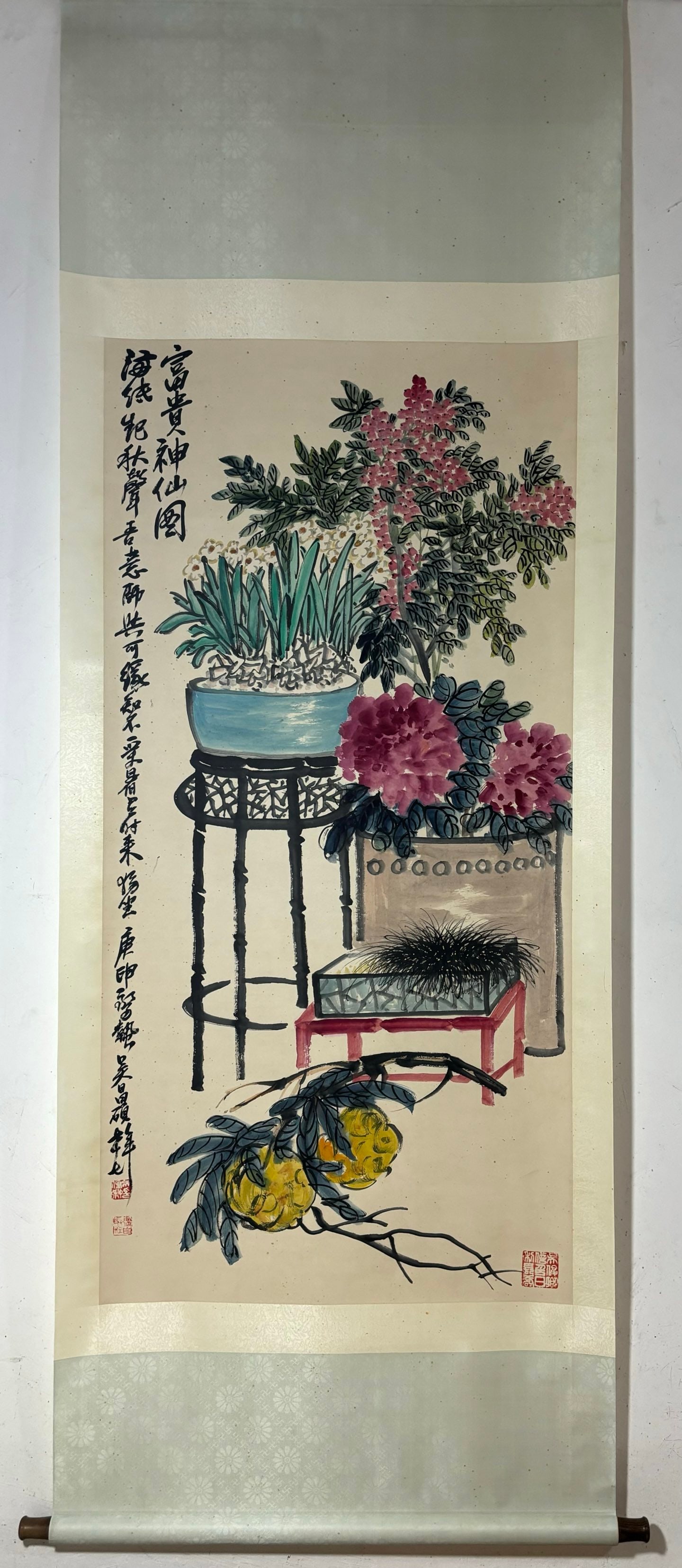 Wu Changshuo's Flower Painting Hanging Scroll (1 of 10)
