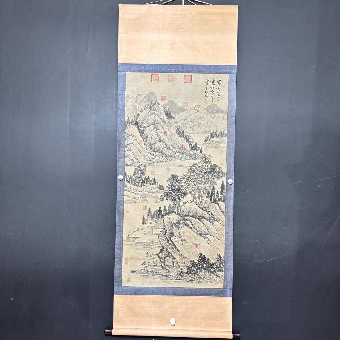 Hand-painted ancient Chinese landscape painting by Wang Shimin (1 of 8)