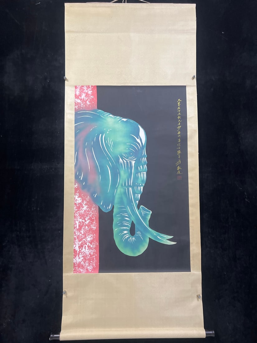 Zhang Daqian's "All Things Renewed": Exquisite large four-foot hanging scroll painting, Zhang Daqian's "All Things Renewed," purely hand-painted, each item is photographed individually. Mounted dimensions: 177cm x 68cm (height x width); 