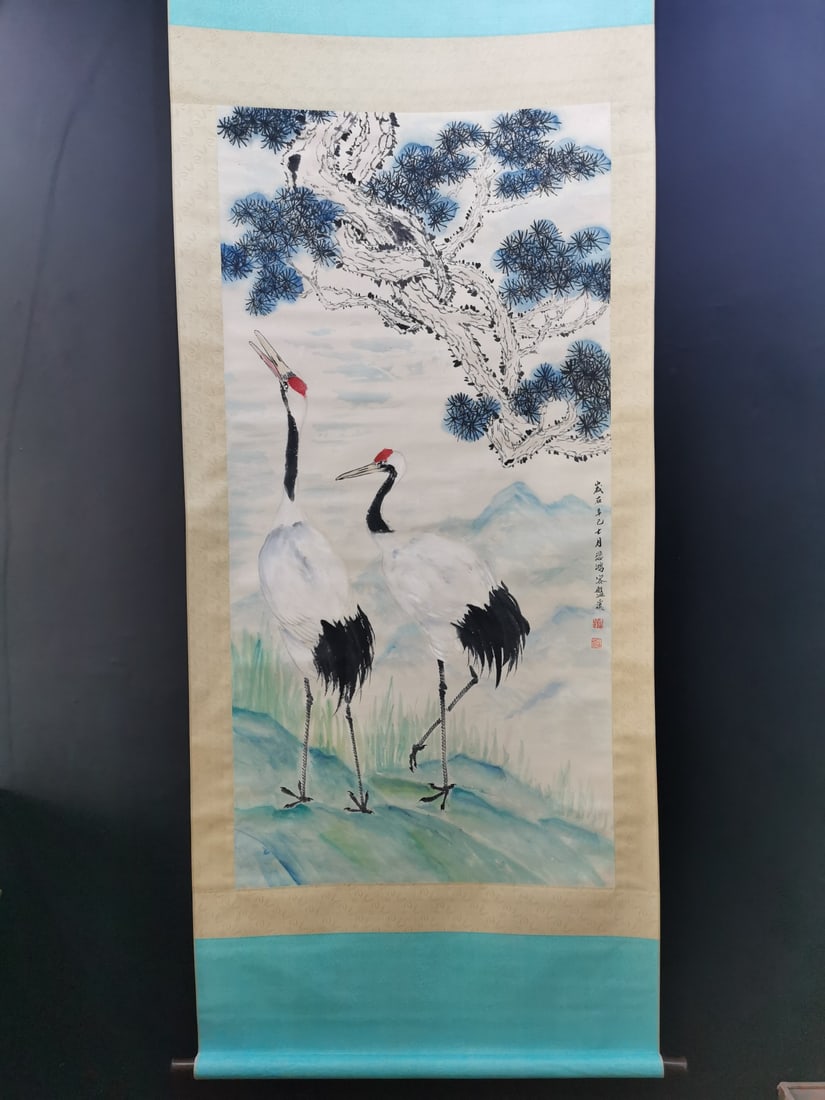 Xu Beihong, Fine Paper Crane Painting: Xu Beihong, Fine Paper Crane Painting, 67 x 135 cm Provenance:From an old private collection in Budapest, Hungary. We warmly invite collectors, colleagues, and friends to join us for our auctions and 