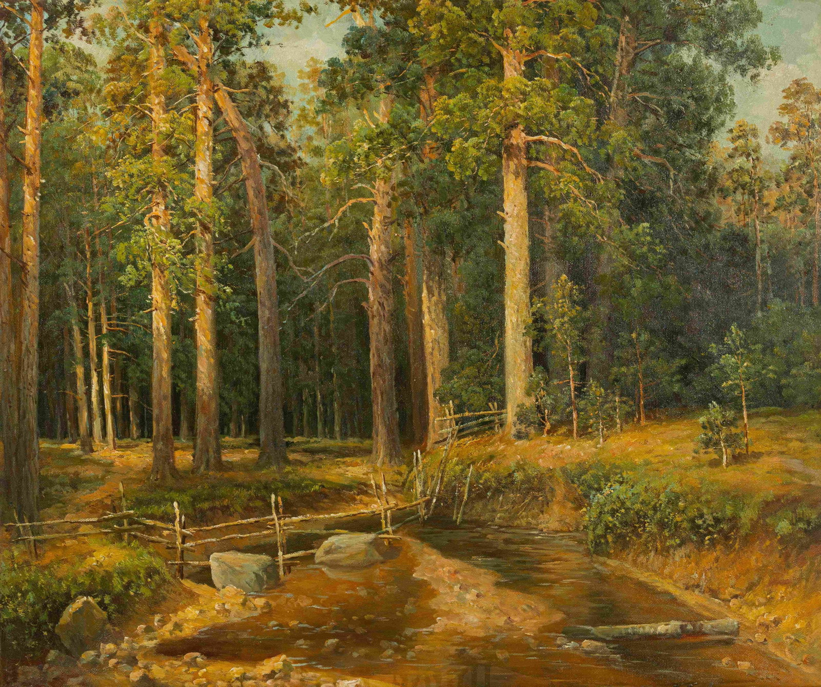 Forest: Painted by Wang Chunsheng 50 x 60 cmUnframed Oil On Canvas Condition:Good condition with signs of aged wear.