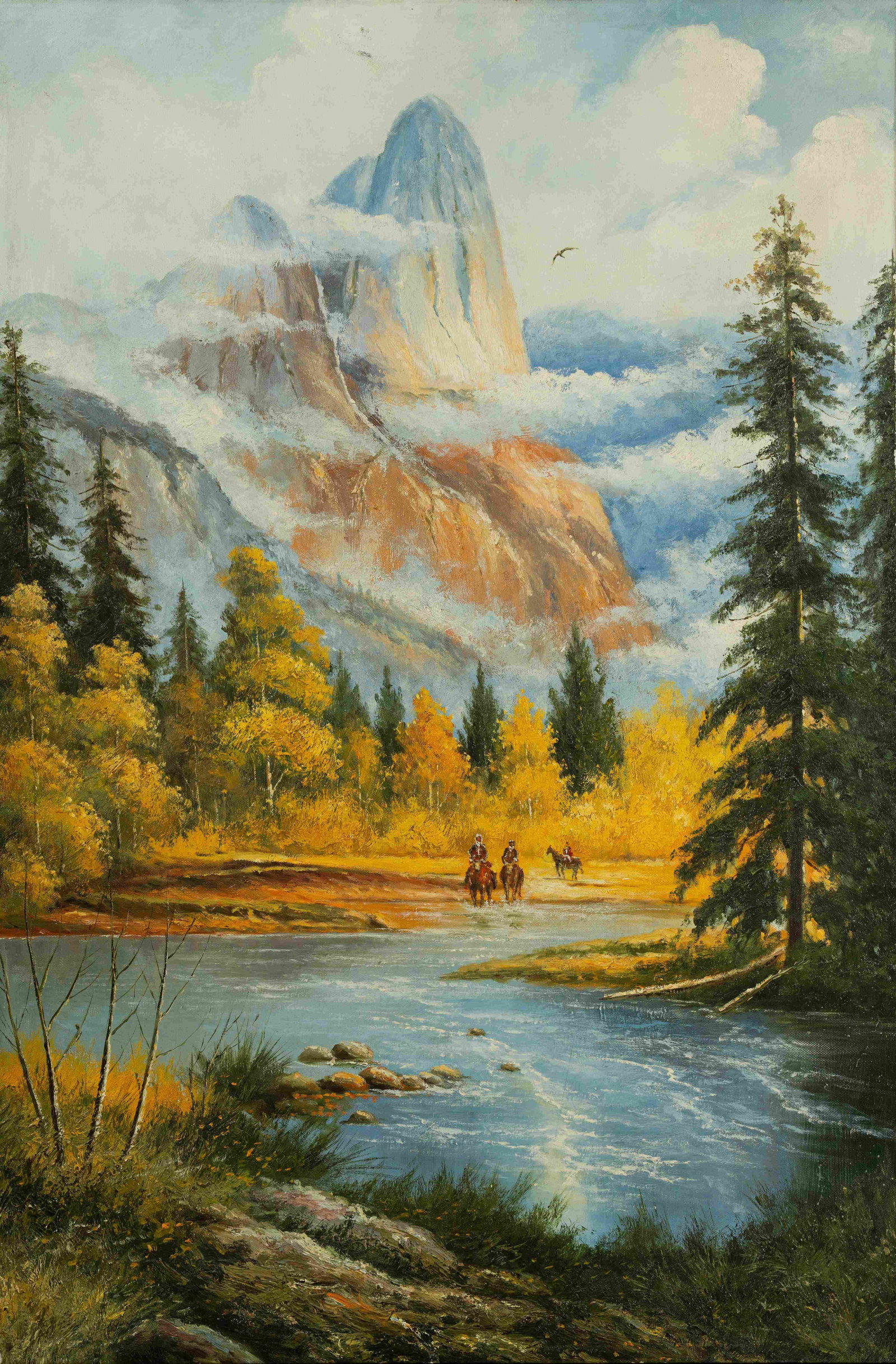 Rider: Painted by Jiangshan 60 x 90 cmUnframed Oil On Canvas Condition:Good condition with signs of aged wear.