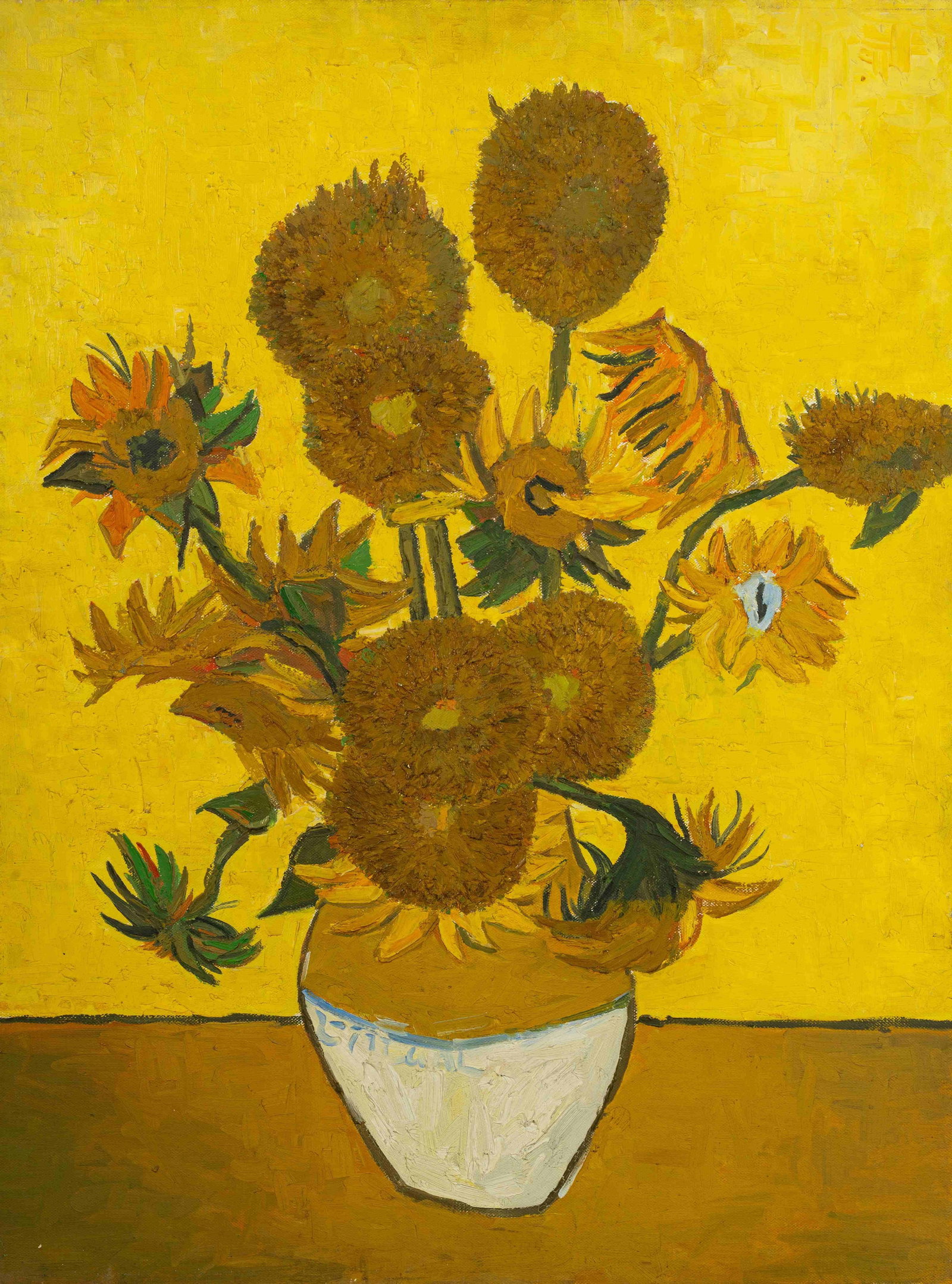 Sunflower: Painted by Wang Yingjie 60 x 80 cmUnframed Oil On Canvas Condition:Minor old wear and weathering.
