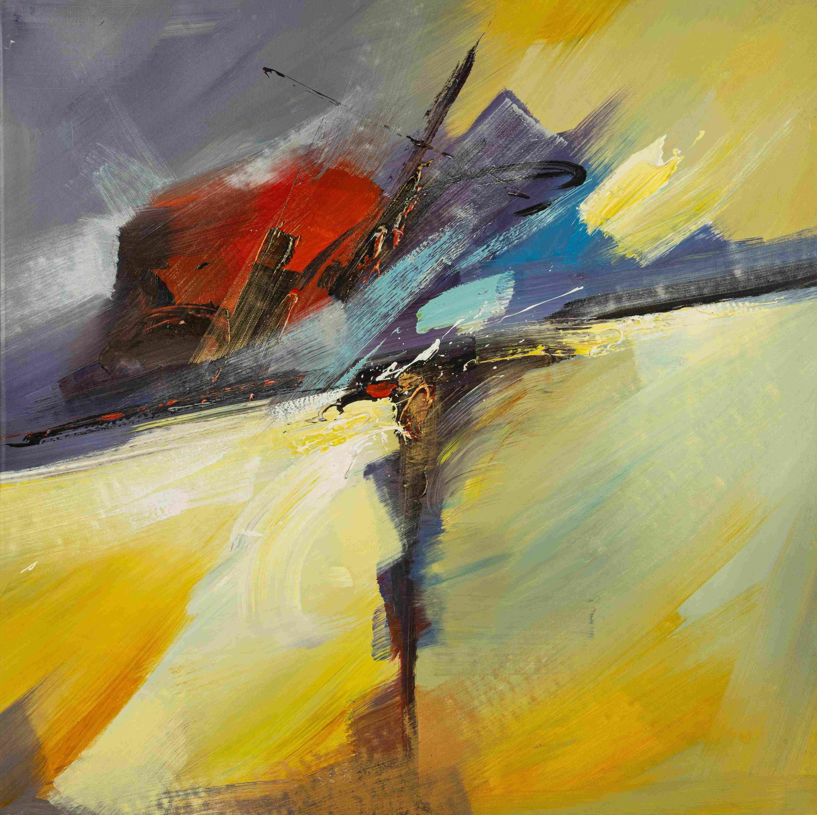 Untitled Painting: Painted by Zhu Xinyi 80 x 80 cmUnframed Oil On Canvas Condition:Good condition with signs of aged wear.