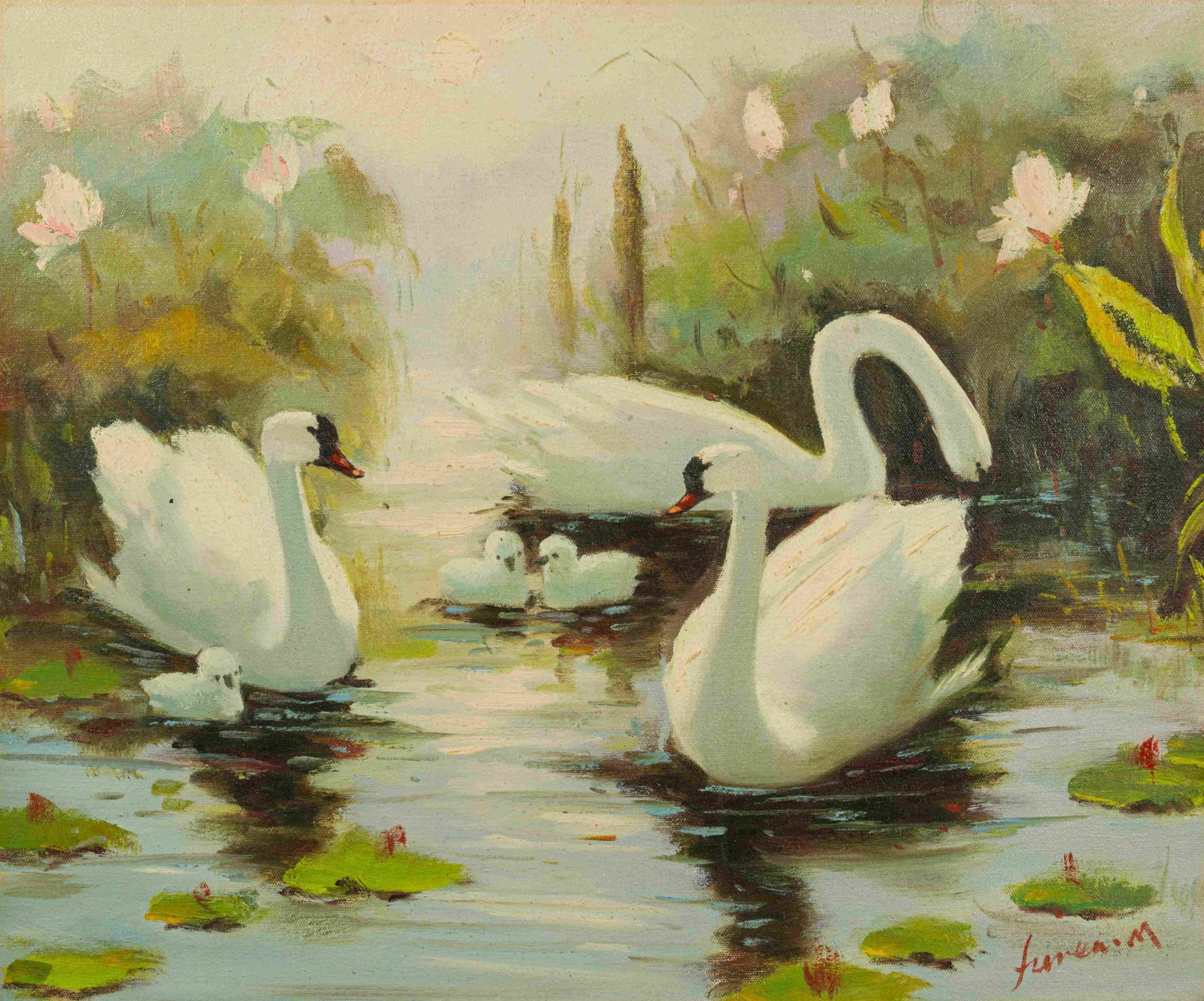 Home: Painted by Jiangshan 50 x 60 cmUnframed Oil On Canvas Condition:Good condition with signs of aged wear.