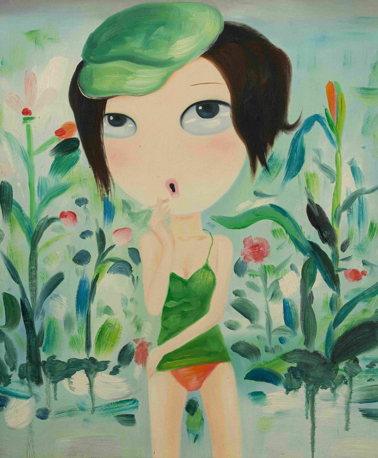 Girl: Painted by Jiangshan 50 x 60 cmUnframed Oil On Canvas Condition:Very good condition with only minor old wear, expected natural imperfections including age wrinkles.