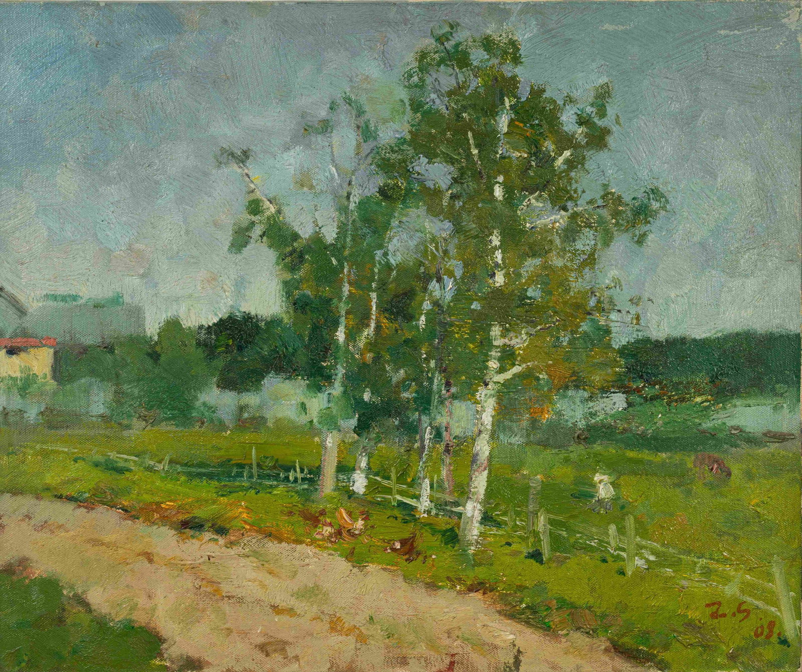 Midspring: Painted by Liu Da 50 x 60 cmUnframed Oil On Canvas Condition:Good condition with signs of aged wear.