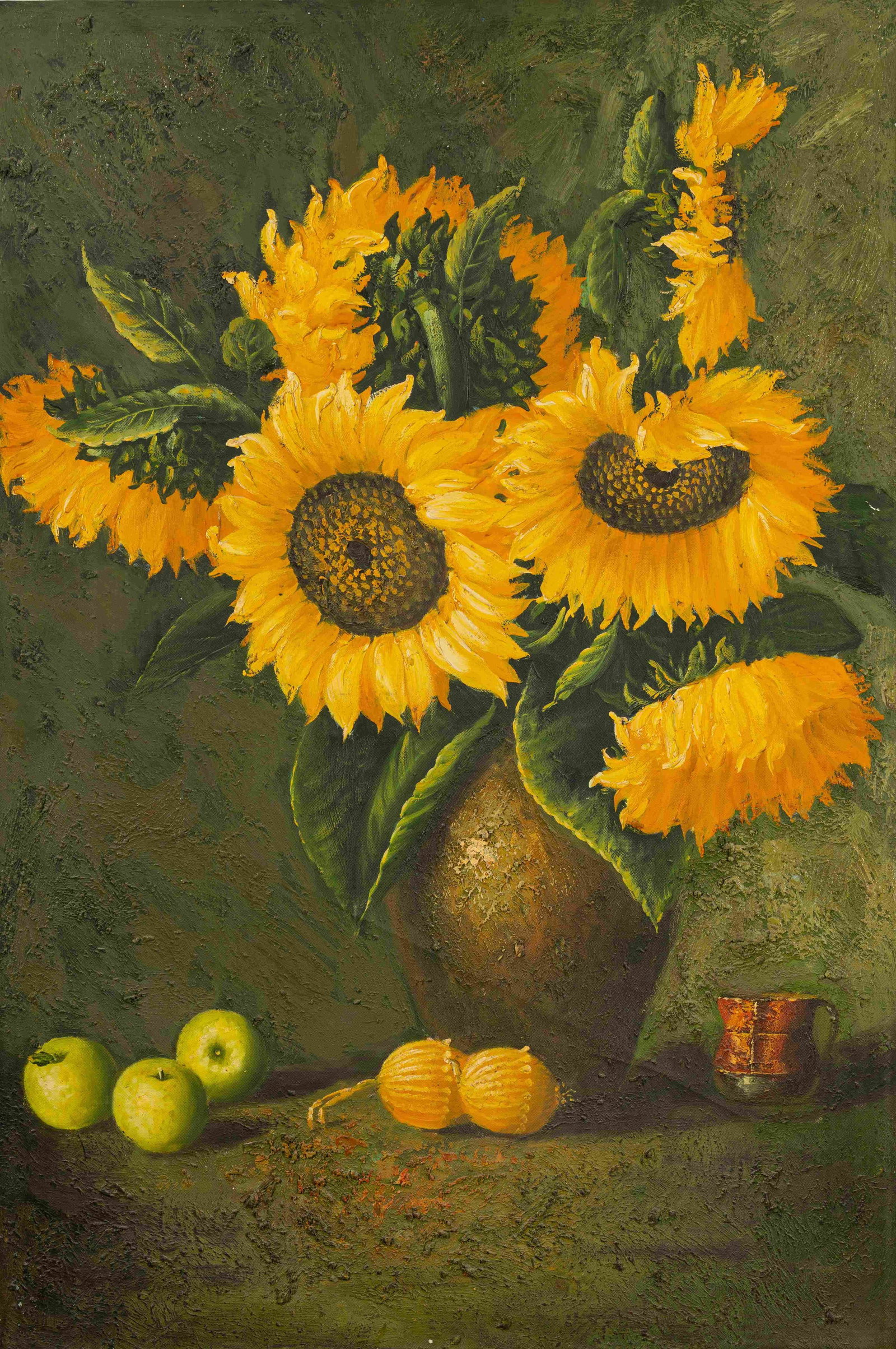 Sunflower: Painted by Lujiang 60 x 90 cmUnframed Oil On Canvas Condition:Superb condition with only minor old wear.