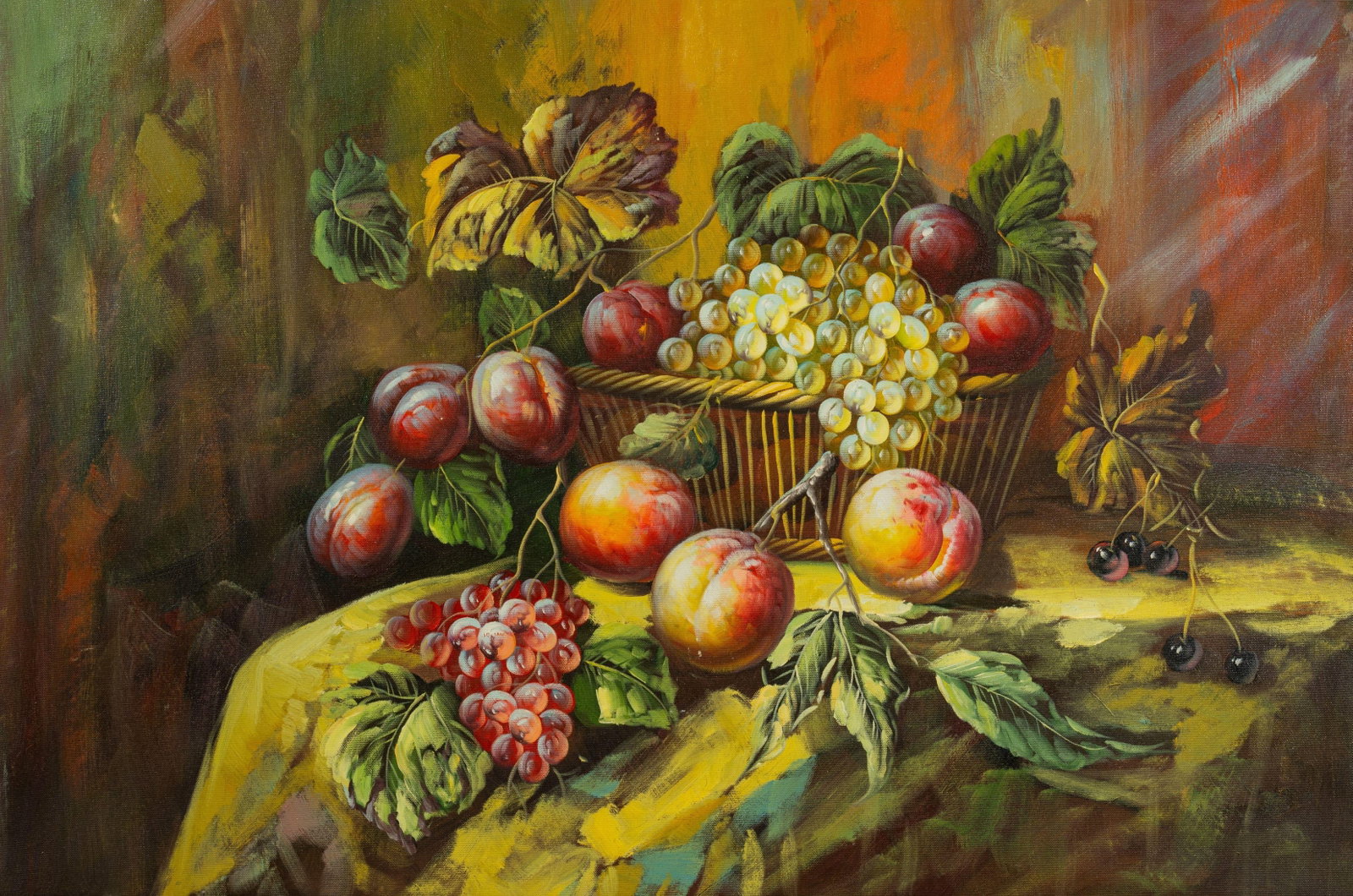 Still life: Painted by Gao Hongxia 60 x 90 cmUnframed Oil On Canvas Condition:Minor old wear and weathering.