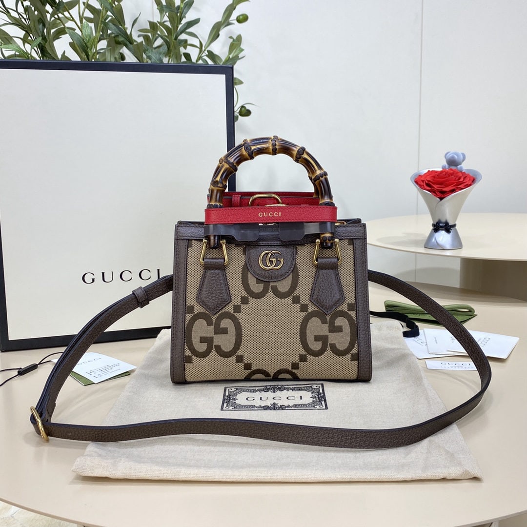 GUCCI Diana: We offer FREE SHIPPING for both domestic and international clients who bid over $500. The GUCCI Diana Bamboo Mini Canvas Tote Bag, a signature symbol of the brand, continues to bring fresh and innovat