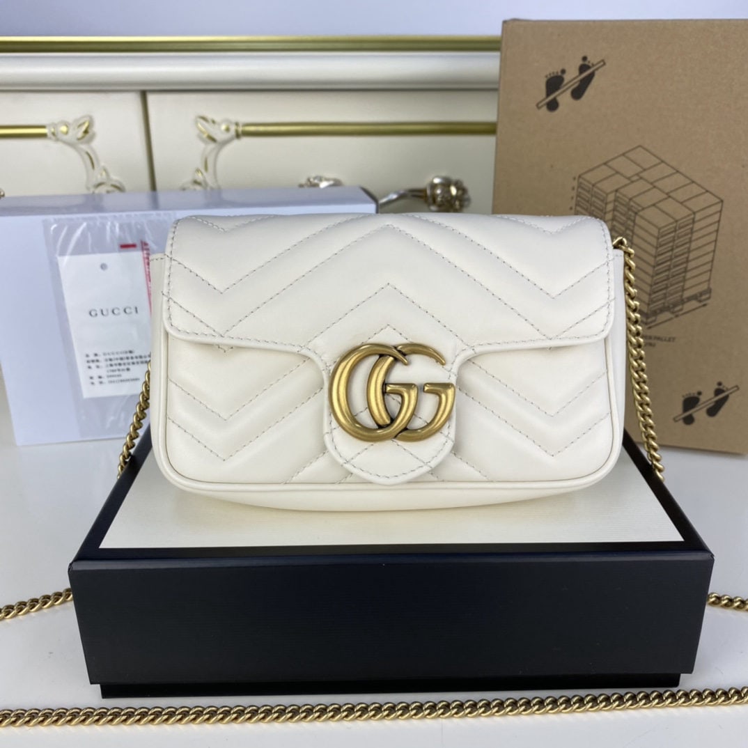 GUCCI MARMONT White Super Mini: We offer FREE SHIPPING for both domestic and international clients who bid over $500. The GUCCI Marmont Mini white super mini GUCCI Nano is tailor-made for beauty. Featuring top-quality hardware and s