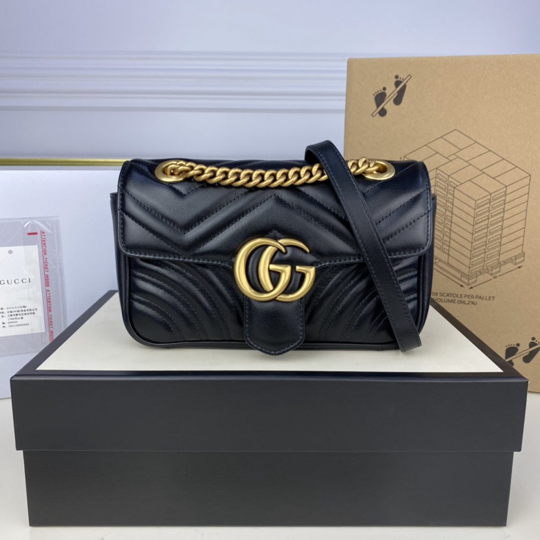 GUCCI MARMONT: We offer FREE SHIPPING for both domestic and international clients who bid over $500. The GUCCI MARMONT Mysterious Black Small Italian Leather bag has an amazing feel and texture; it's definitely a gr