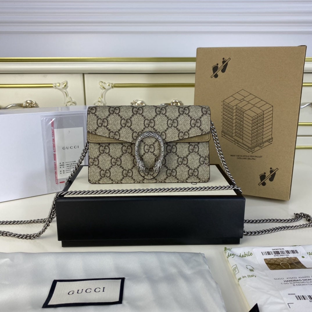 GUCCI Dionysus: We offer FREE SHIPPING for both domestic and international clients who bid over $500. The GUCCI Dionysus series GG Supreme Mini is currently very popular. This bag from the GUCCI Supreme Mini series h