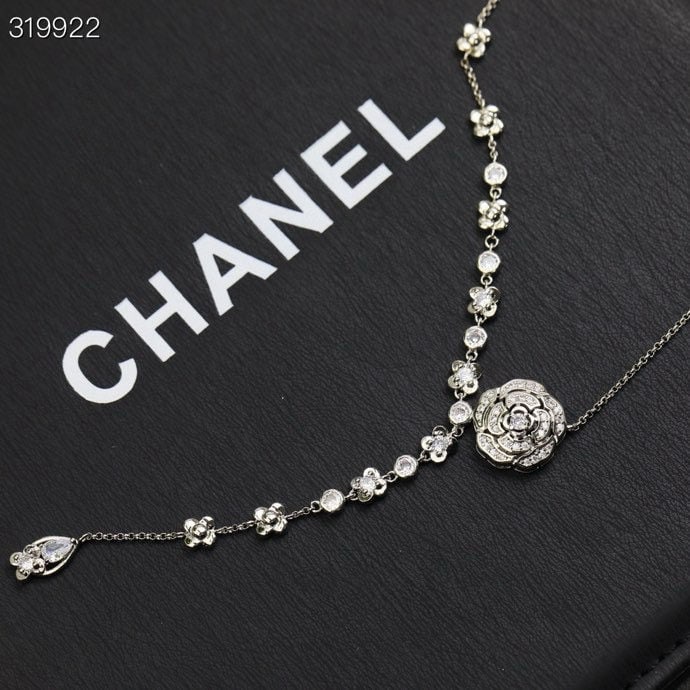 CHANEL necklace: We offer FREE SHIPPING for both domestic and international clients who bid over $500. CHANEL Openwork Camellia Necklace - A classic and best-selling Chanel piece, a must-have for any Chanel goddess.