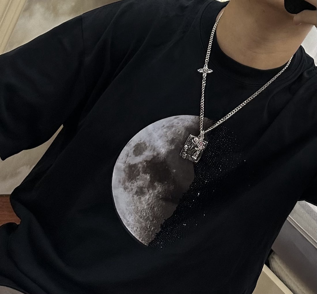 LV necklace: We offer FREE SHIPPING for both domestic and international clients who bid over $500. LV necklace, a retro and trendy must-have for men and women, suitable for couples, rock and punk style, Thai silve