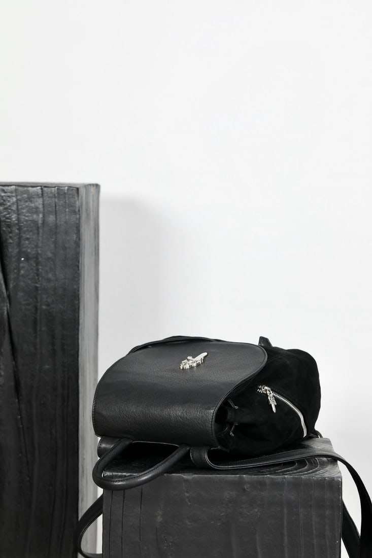 Chrome Hearts Medium Sword Matte Backpack: We offer FREE SHIPPING for both domestic and international clients who bid over $500. Chrome Hearts Medium Sword-Style Matte Backpack, Model: K033, Color: Black with ripped and matte leather trim and 