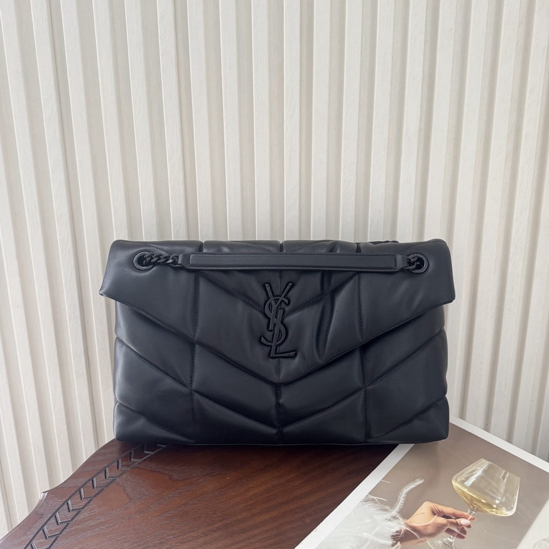 Yves Saint Laurent Louis Puffer Large Quilted Flat Lambskin Bag: We offer FREE SHIPPING for both domestic and international clients who bid over $500. LOULOU PUFFER Large Quilted Flat Lambskin Bag: The leather is soft and supple to the touch, with a grosgrain linin