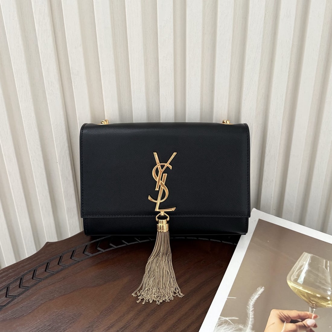 Yves Saint Laurent Kate small chain bag: We offer FREE SHIPPING for both domestic and international clients who bid over $500. Kate small chain bag, made of top-grade imported caviar cowhide, highly durable, original mold custom hardware, cl