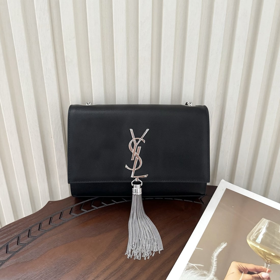 Yves Saint Laurent Kate small chain bag: We offer FREE SHIPPING for both domestic and international clients who bid over $500. Kate small chain bag, made of top-grade imported caviar cowhide, highly durable, original mold custom hardware, cl