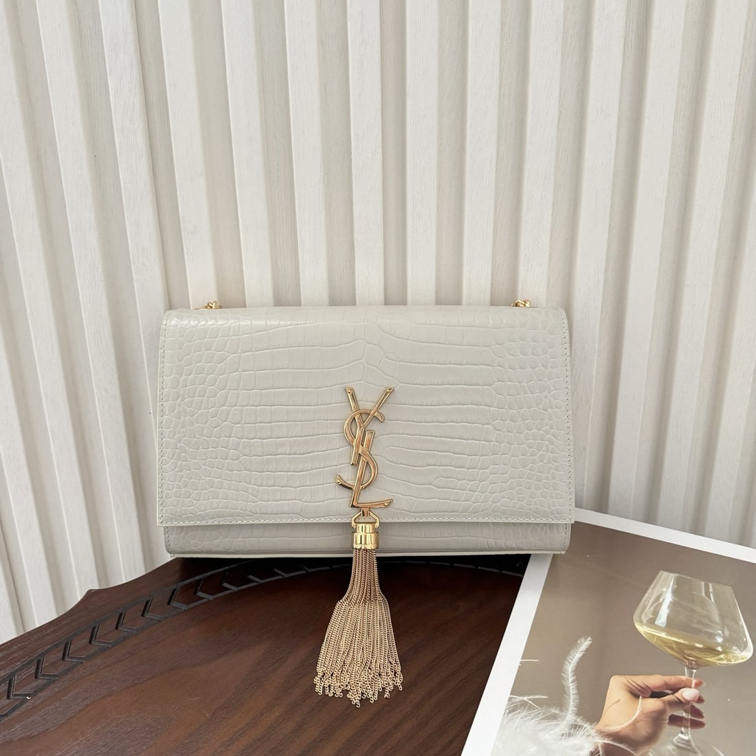 Yves Saint Laurent Kate medium chain bag: We offer FREE SHIPPING for both domestic and international clients who bid over $500. Kate medium chain bag, made of top-grade imported caviar cowhide, highly durable, original mold-made hardware, cla