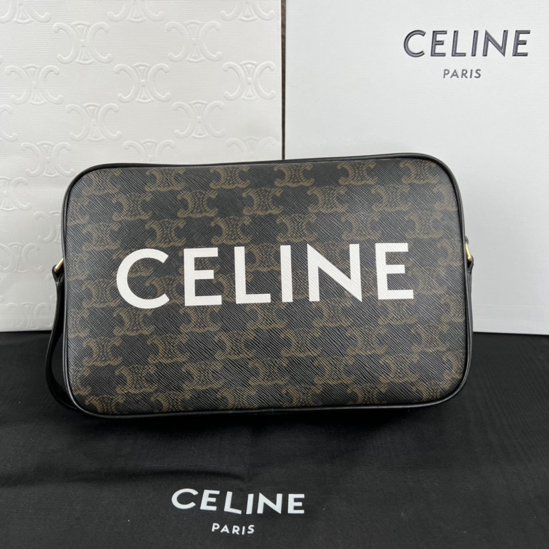 Celine logo print medium messenger bag: We offer FREE SHIPPING for both domestic and international clients who bid over $500. Medium-sized messenger bag with logo print, measuring 23 x 14.5 x 4 cm. Features logo print, cowhide leather trim,