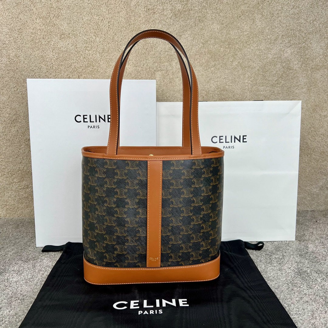 Celine CABAS: We offer FREE SHIPPING for both domestic and international clients who bid over $500. CABAS Small Logo Print Calfskin Handbag, measuring 26.5 x 23 x 12 cm. This size can accommodate up to an 11-inch t