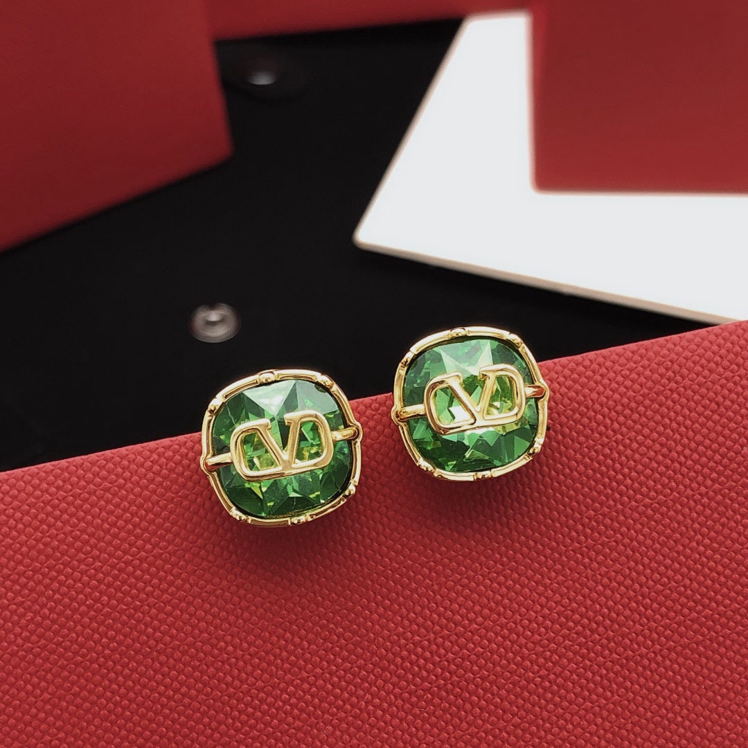Valentino earrings: We offer FREE SHIPPING for both domestic and international clients who bid over $500. Valentino earrings with green diamonds A wonderful gift for you or your loved one. Currencies including USD, CAD, 