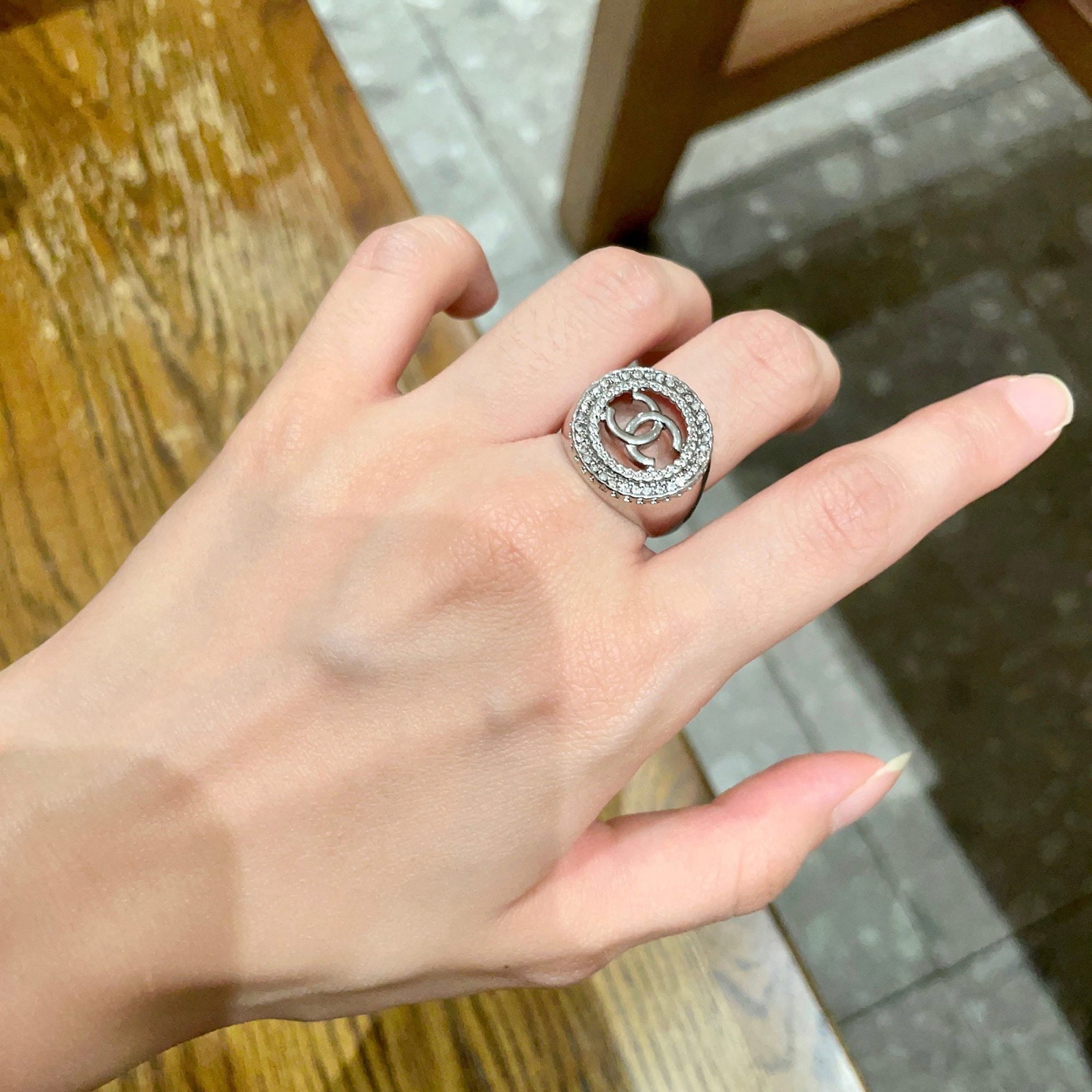 Chanel's double C logo: We offer FREE SHIPPING for both domestic and international clients who bid over $500. Chanel double C logo ring! The simple design is incredibly sophisticated, makes your hands appear whiter, and is v